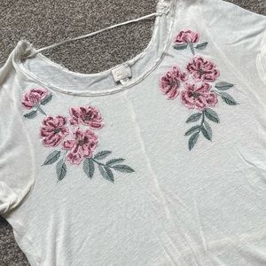 Anthropologie Floral Embroidered Top